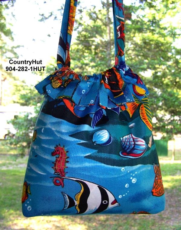 Tropical Fish - Gift Bag - Draw string handbag - multi purpose handbag, cosmetic bag