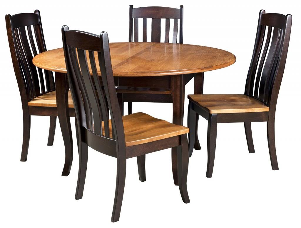 Amish Round Dining Table Chairs Set Solid Wood Leg Tone Modern