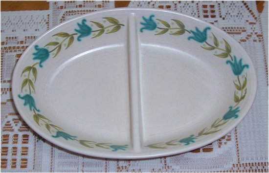 FRANCISCAN TULIP TIME OVAL DIVIDED VEGETABLE BOWL