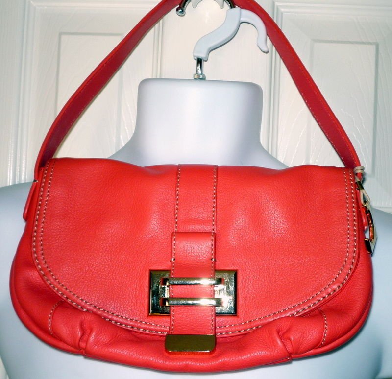 LIZ CLAIBORNE New York Jackie Demi Bag Salmon Pebbled Leather Purse Handbag
