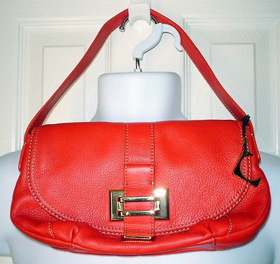 LIZ CLAIBORNE New York Jackie Demi Bag Red Pebbled Leather Purse Handbag
