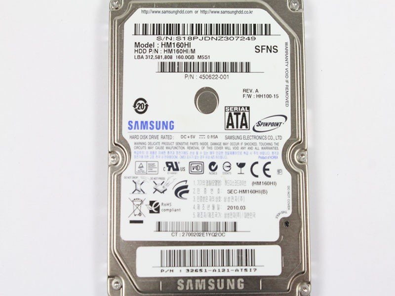 SAMSUNG 160 GB HM160HI HH100-15 SATA 2.5INCH HARD DRIVE