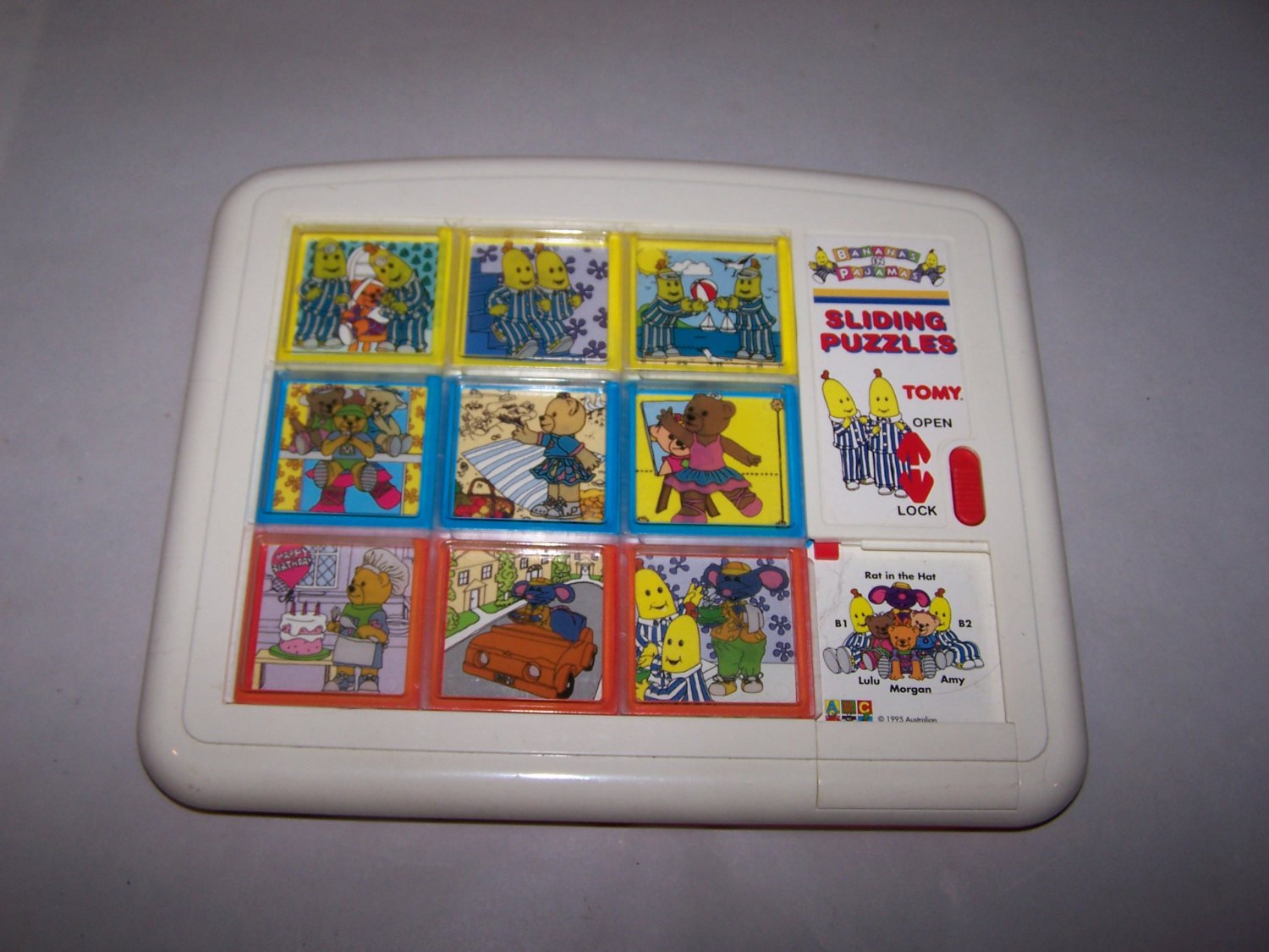 bananas in pajamas slide puzzle 1993 tomy rat in the hat