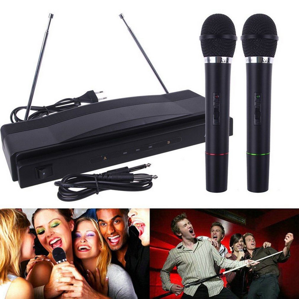 Professional Wireless Microphone System Dual Handheld 2 x Mic Receiver