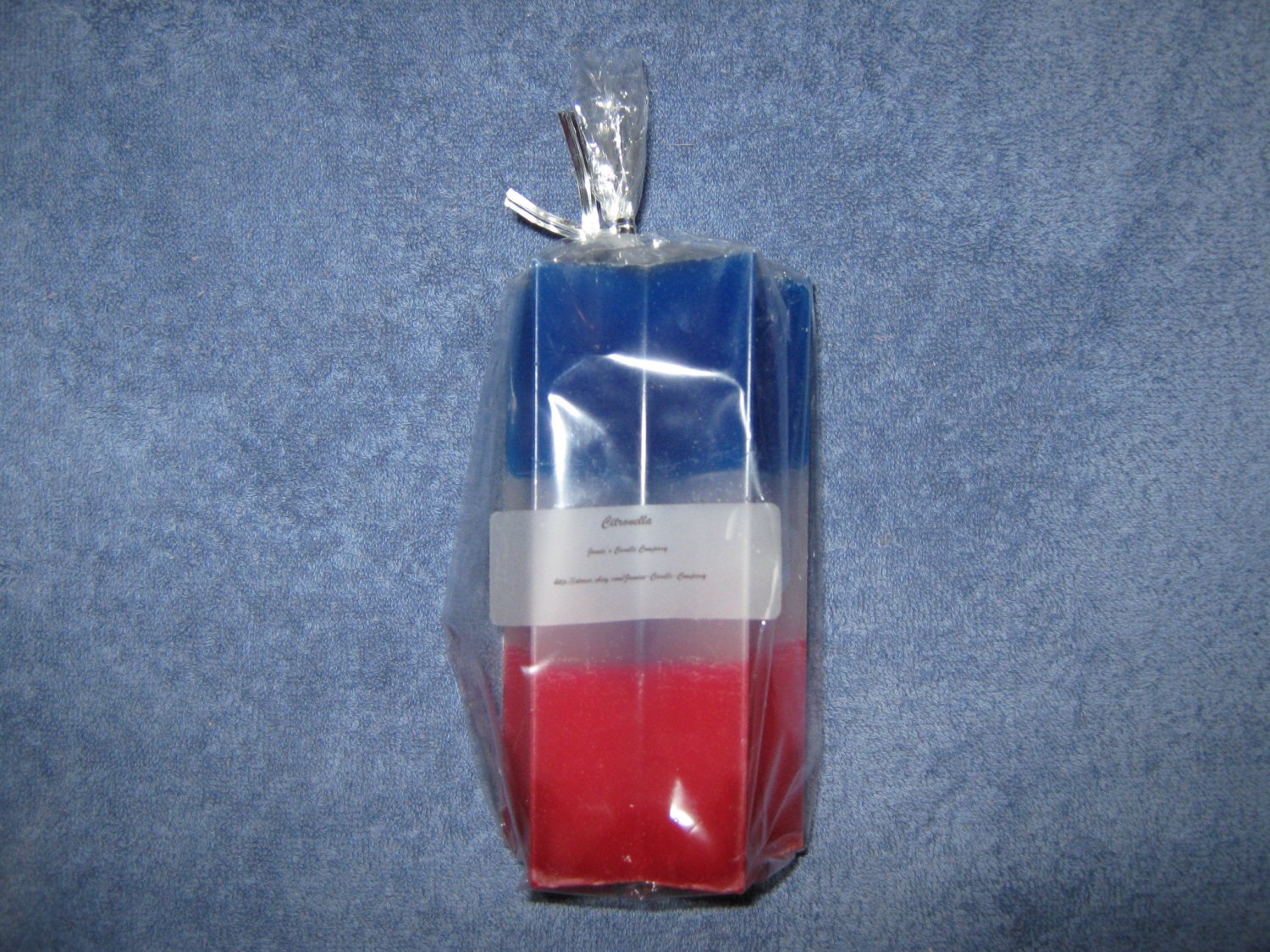 Citronella Red, White & Blue Star Pillar Candle