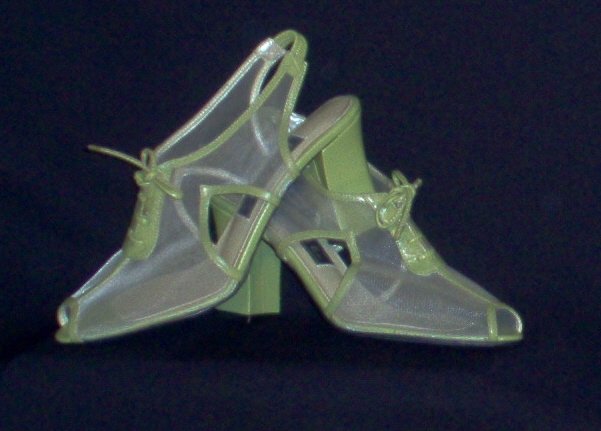 Ladies Sheer See-thru Peep-Toe Shoes Green 7.5