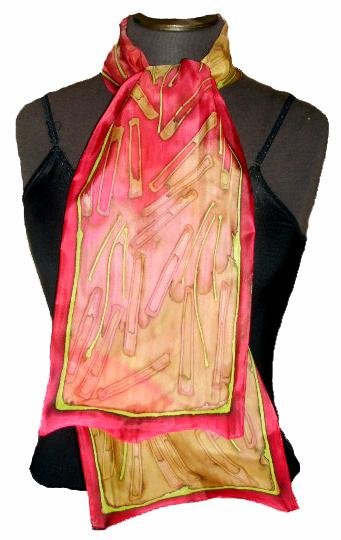 Magenta Hand Painted Silk Neckerchief