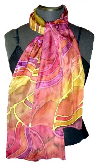 Wine Stripe Hand Painted Silk Neckerchief