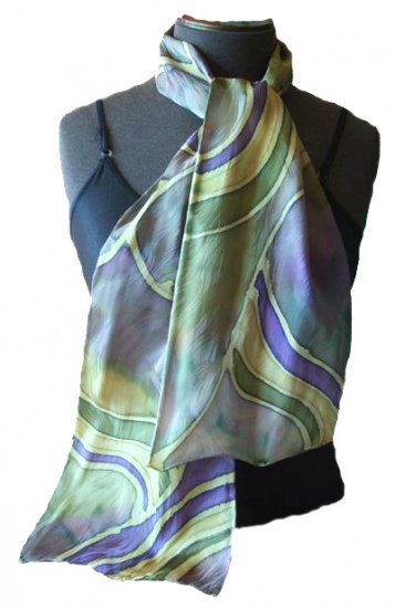 Grape Stripe Hand Painted Silk Neckerchief