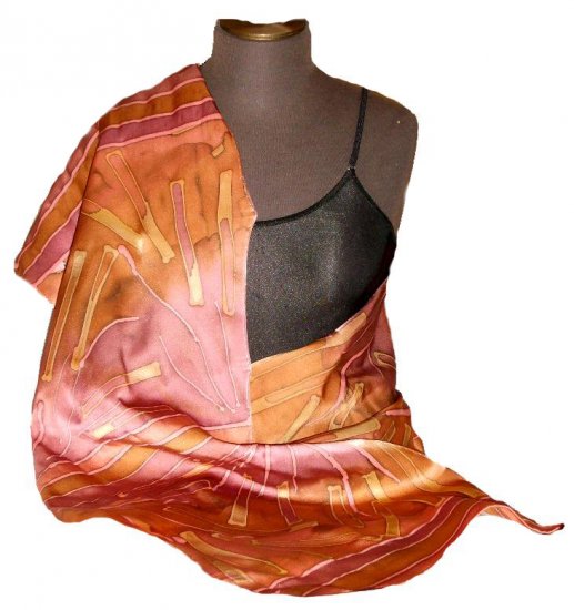 Wine Silk Hand Painted Silk Shawl