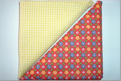 Yellow Gingham Orange Floral - Two FAT Quarters (2731)
