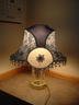 Victorian Delft Bleau Lampshade With Lamp