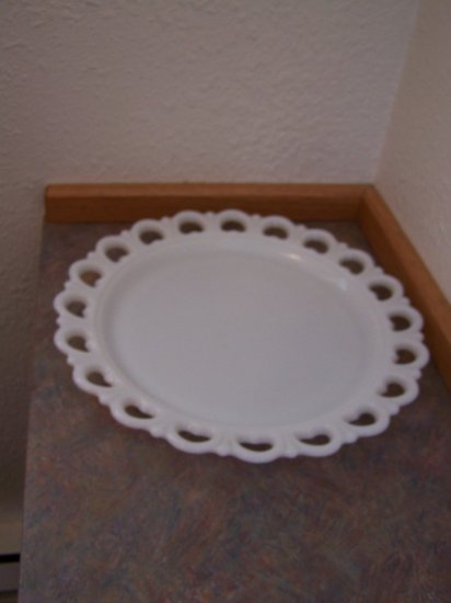 Heavy White Milk Glass Giant Platter 13" Round