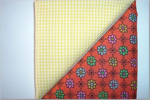Yellow Gingham n Orange Floral - Two FAT Quarters (2733)