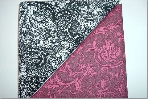 Black n Burgandy Pink Swirls - Two FAT Quarters (2734)