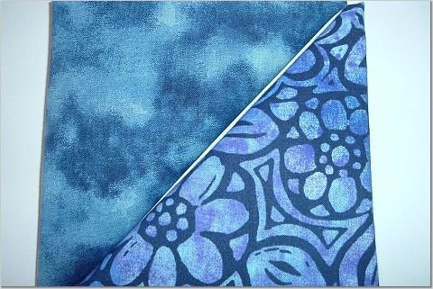 Stained Glass Blue Floral n Evening Sky Blue Print - Two FAT Quarters (2752)