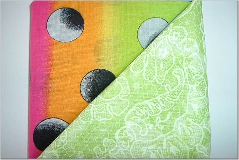 Lime Green n Neon Rainbow Print - Two FAT Quarters (2756)
