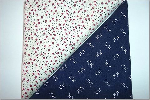 Burgandy Stars w/Navy Dots n Navy Print - Two FAT Quarters (2757)