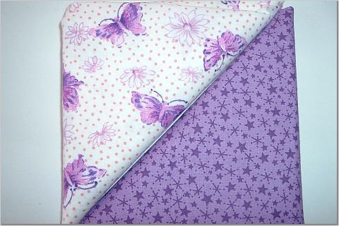 Lavendar w/Purple Stars n Butterfly Purple/Pink Print - Two FAT Quarters (2760)
