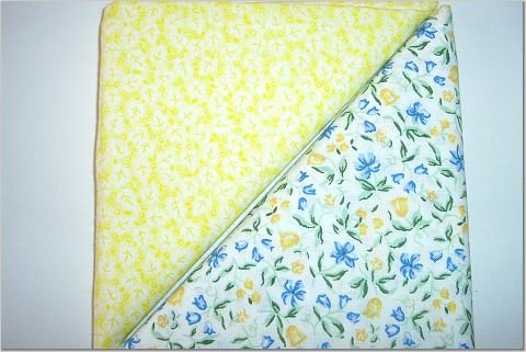 Blue-Yellow Floral n Yellow Print - Two FAT Quarters (2767)
