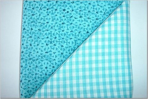 Turqoise Gingham n Turqoise Print - Two FAT Quarters (2770)