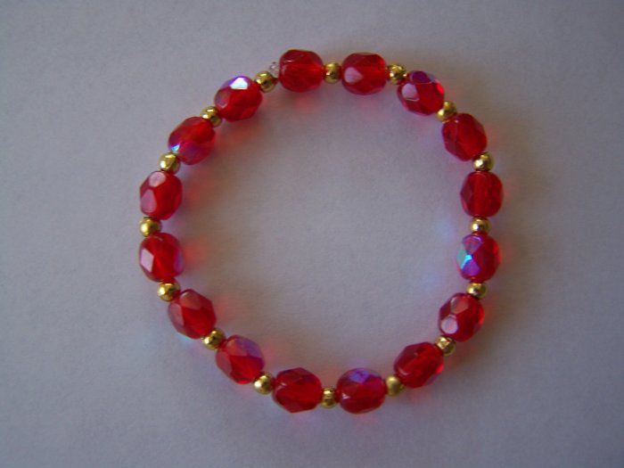 Red Opal n' Gold Dot Bracelet (MLJ-994)