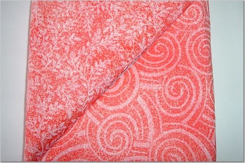 Orange Swirls n Orange Leaf Print - TWO Fat Quarters (2776)