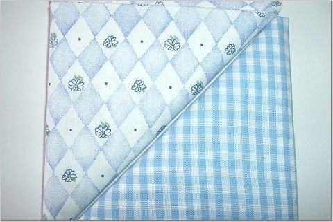 Baby Blue Gingham n' Blue Diamond Print - Two FAT Quarters (2778)