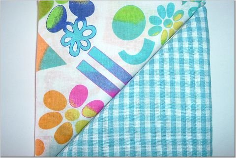 Neon Crazy Print n' Turquoise Gingham - TWO Fat Quarters (2781)
