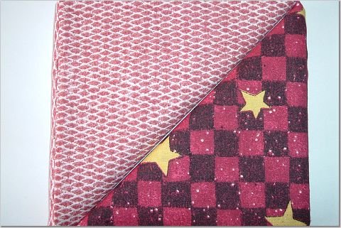 Country Red Gingham w/Stars n' Brick Print - TWO Fat Quarters (2789)