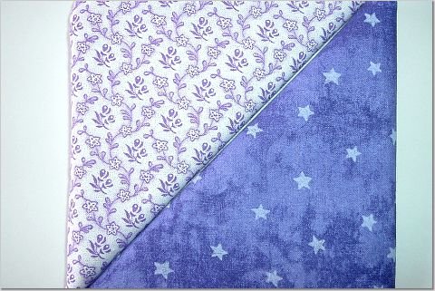 Purple Tied Eye w/Stars n' Purple Floral Print - TWO Fat Quarters (2791)