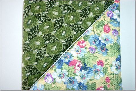 Floral Bouquet on Yellow n' Avocado Jewels - TWO Fat Quarters (2792)