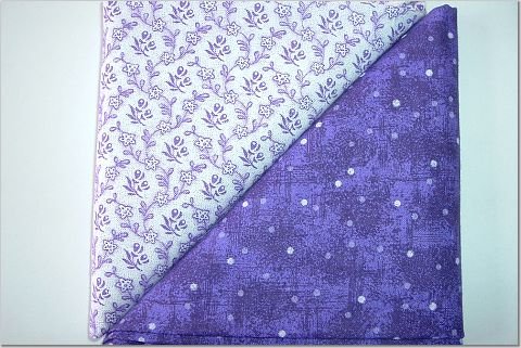 Purple Dots n' Purple Floral Print - TWO Fat Quarters (2795)
