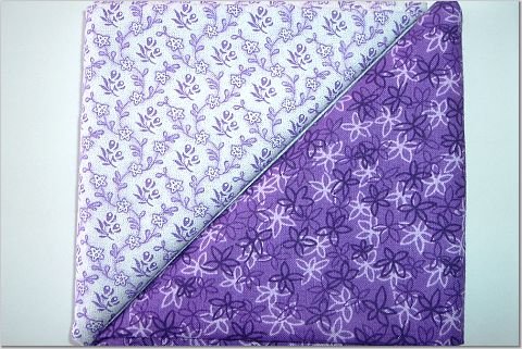 Purple Leaf Print n' Purple Floral - TWO Fat Quarters (2799)