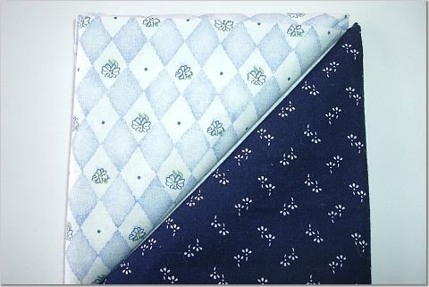 Navy Print n' Baby Blue Diamonds - TWO Fat Quarters (2800)