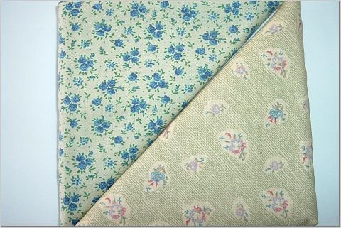 Country Blue Floral n' Matching Floral Print - TWO Fat Quarters (2802)