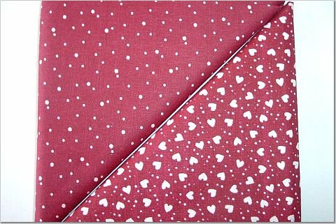 Burgandy w/ Dots n' Burgandy w/ Hearts-Dots - TWO Fat Quarters (2829)