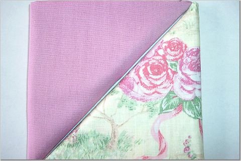 Cabbage Rose Cottage Print n' Solid Mauve - TWO Fat Quarters (2845)