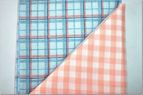 Orange Gingham n' Plaid Print - TWO Fat Quarters (2848)