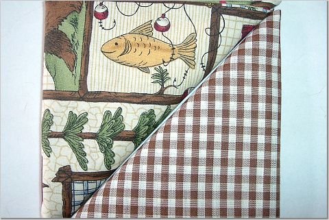 Country Lodge Collage n' Brown Gingham - TWO Fat Quarters (2851)