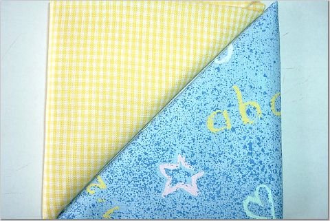 Tiny Yellow Gingham n' Child's ABC Print - TWO Fat Quarters (2861)