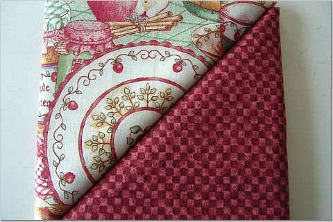 Apple Baking Print n' Matching Checker Print - TWO Fat Quarters (2863)