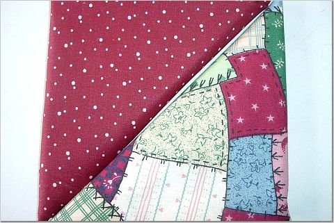 Crazy Quilt Patch Print n' Burnt Burgandy w/Dots - TWO Fat Quarters (2865)