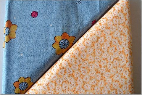 Orange Tiny Floral n' Ladybug Floral Print - TWO Fat Quarters (2872)