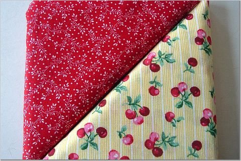 Cherries n' Red Tiny Floral Print - TWO Fat Quarters (2875)