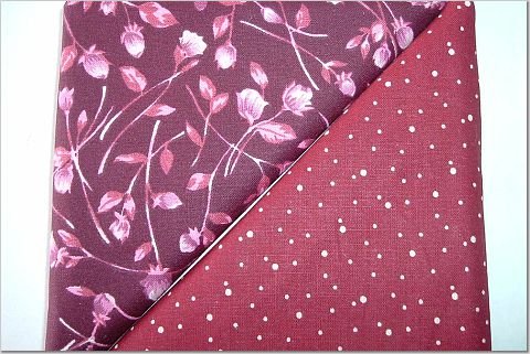 Burgandy & Dots n' Burgandy & Pink Floral - TWO Fat Quarters (2877)