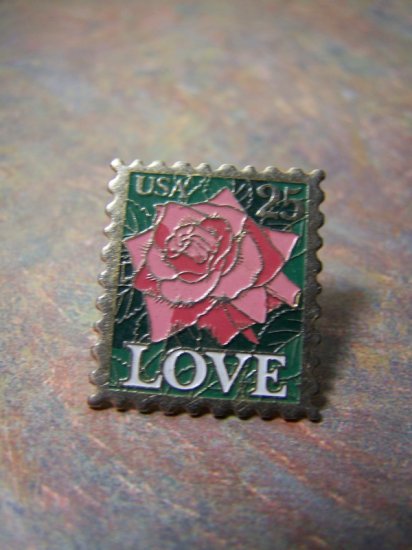 25 cent Rose "LOVE" Stamp Pin