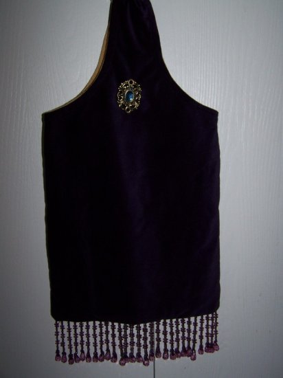 PURPLE Velvet and Suede with Pretty Brooch Tote