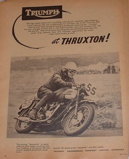 Vintage 1960s ad Triumph motorcycles