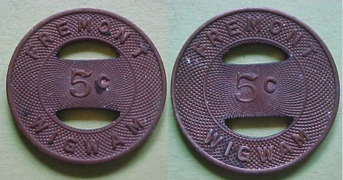 Sunnyvale CA Fremont Wigwam (Fremont H S) 5c merchant token